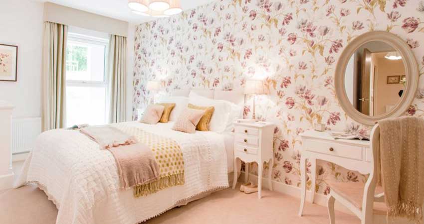 طرح های طبیعی و گلدار کاغذ دیواری اتاق خواب