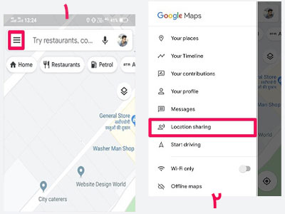 نحوه ردیابی مکان شخصی از طریق گوگل مپ با استفاده از برنامه Google Maps مرحله 1 و 2